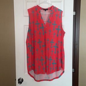 Western style turquoise crosses top